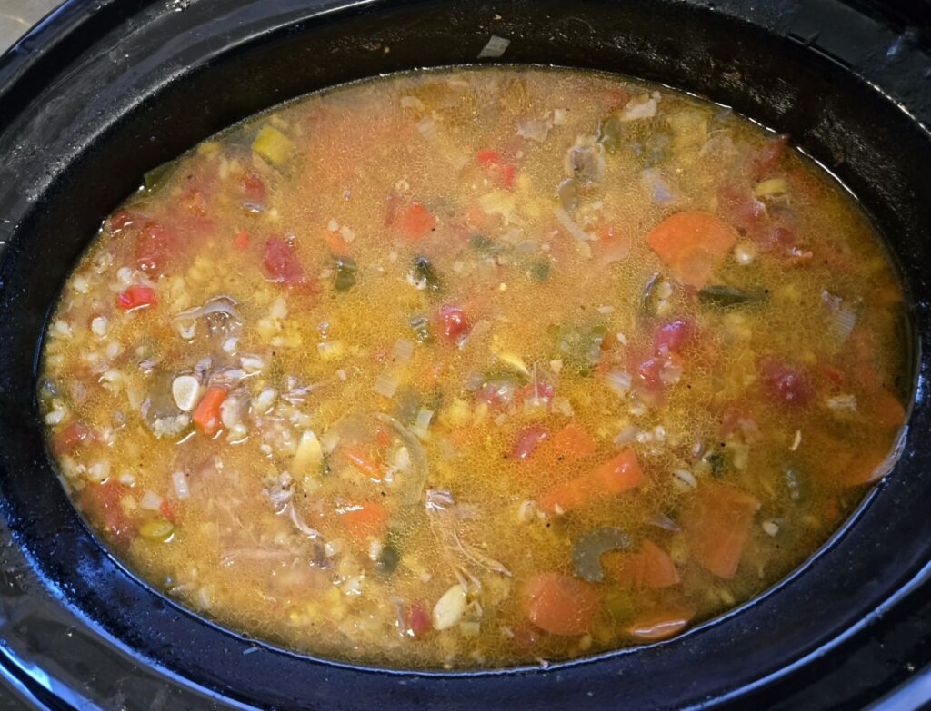 Slow cooker lamb and lentil soup